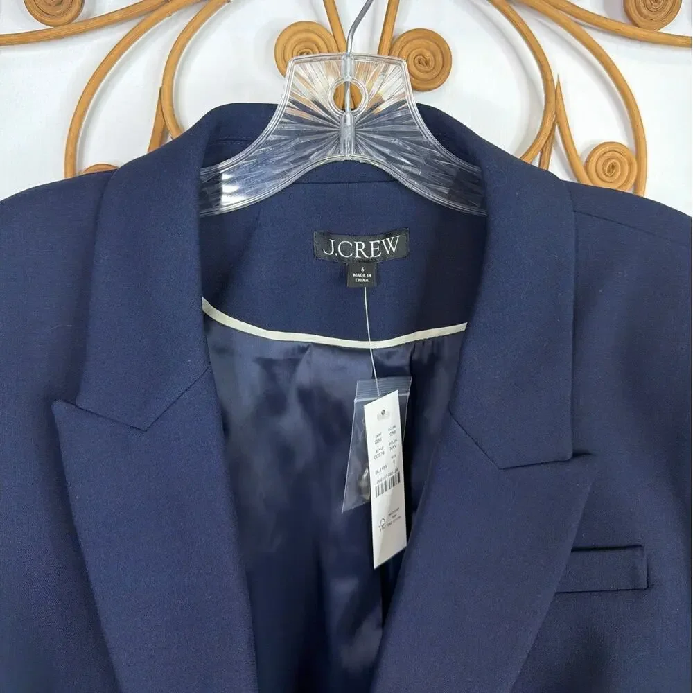 NEW J.Crew Double-breasted blazer in four-season stretch Navy Blue 6